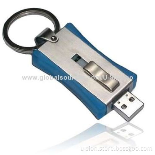 Hot sale Retractable metal USB flash drive with free logo, capacity from 512MB-64GB with keychain